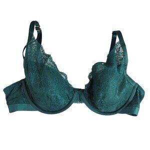 Soma Lightest Lift Plunge Bra Green 38B Underwire Light Padding Mesh Wing Adj
